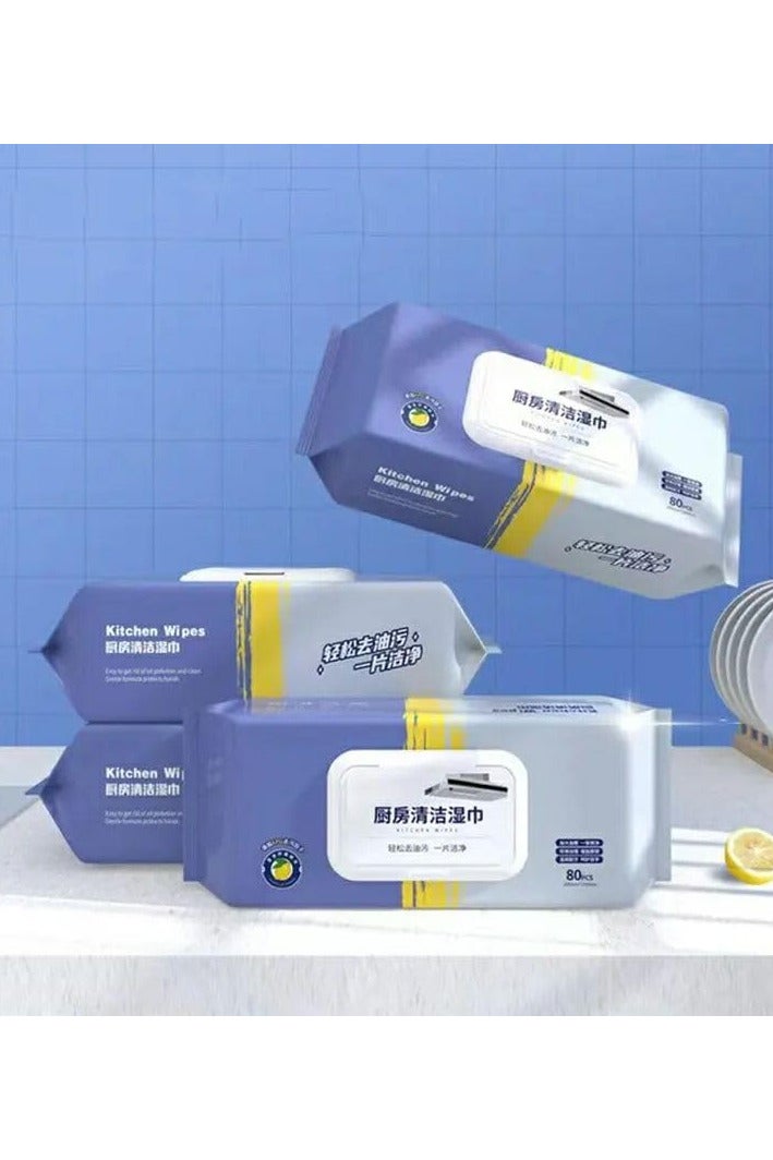 Kitchen Wipes for Heavy Duty Degreasing | Grease Removal Wet Wipes 80 Sheet - Image 2