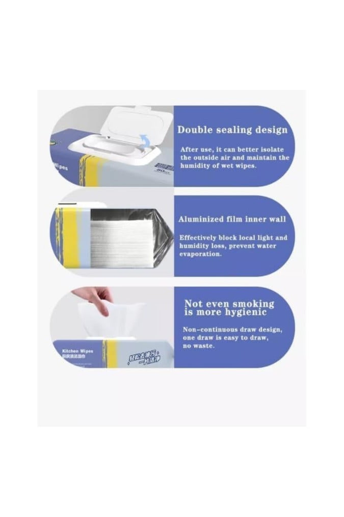 Kitchen Wipes for Heavy Duty Degreasing | Grease Removal Wet Wipes 80 Sheet - Image 4
