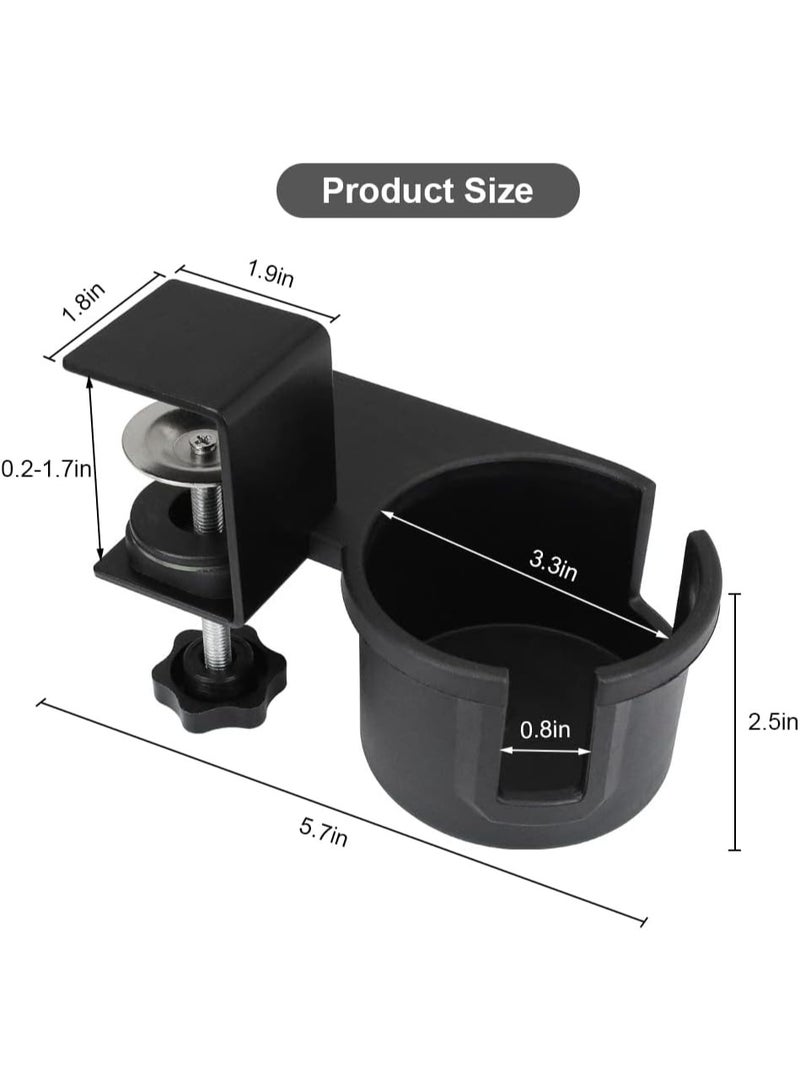 حامل كوب سطح المكتب ، حامل كوب سطح المكتب مع حامل كوب دوار 180 درجة تحت الطاولة ، حامل زجاجة المياه المضادة للتدفق ، تخزين كوب القهوة ، مناسب للمكاتب المنزلية والمدارس - Image 2