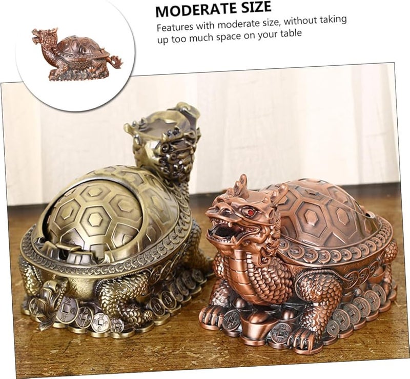 منفضة سجائر معدنية ريترو مقاومة للرياح بغطاء، تصميم نوردي، صينية سجائر زخرفية للمكتب المنزلي - Image 4