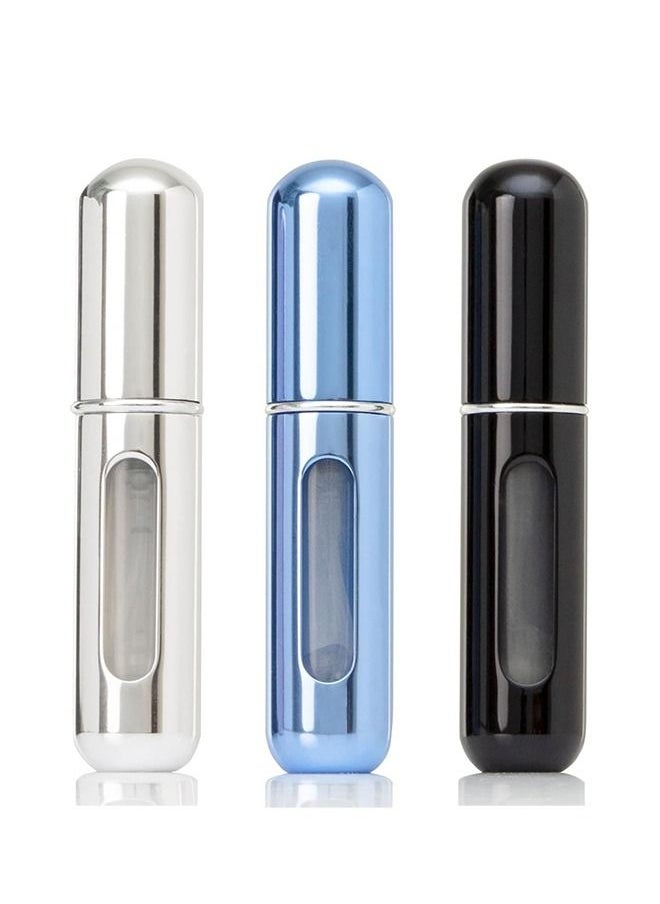 Ant 3 PCS Portable Mini Refillable Perfume Atomizer Bottle, Travel Spray Perfume Bottles, Scent Pump Case Refillable Perfume Spray (5ml+Bright Blue+Bright Black+Bright Silver)  - Image 1