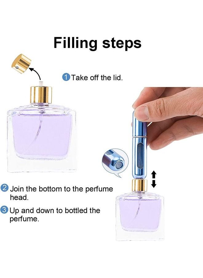 Ant 3 PCS Portable Mini Refillable Perfume Atomizer Bottle, Travel Spray Perfume Bottles, Scent Pump Case Refillable Perfume Spray (5ml+Bright Blue+Bright Black+Bright Silver)  - Image 4