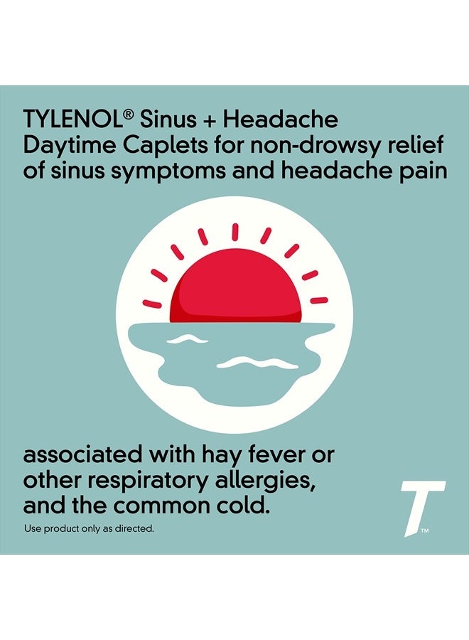 Tylenol Sinus Plus Headache Daytime Non-Drowsy Relief Caplets, Acetaminophen 325mg, Nasal Decongestant for Sinus Pressure, Headache And Nasal Congestion Relief - 24 ct - Image 5