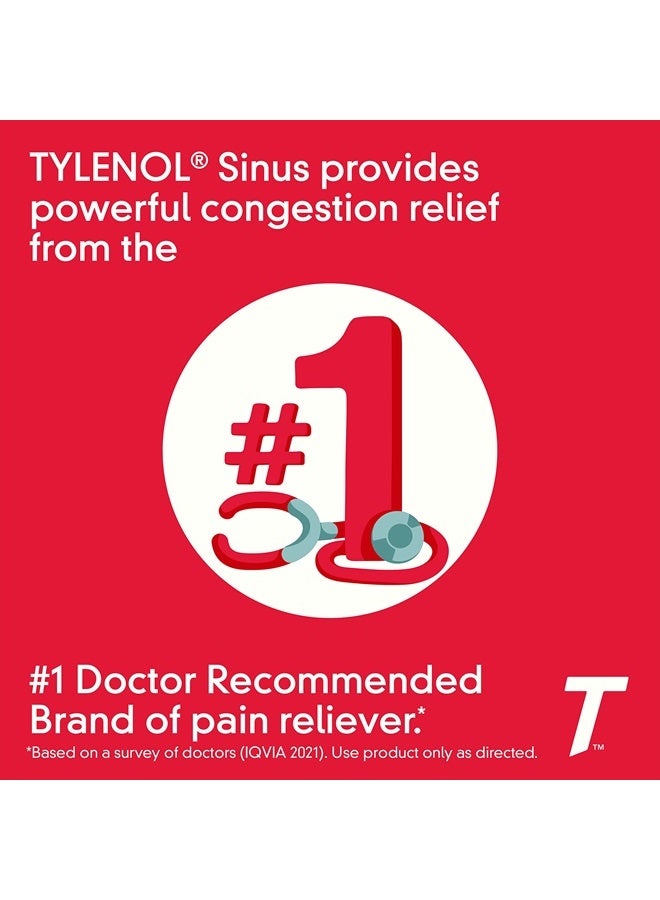 Tylenol Sinus Plus Headache Daytime Non-Drowsy Relief Caplets, Acetaminophen 325mg, Nasal Decongestant for Sinus Pressure, Headache And Nasal Congestion Relief - 24 ct - Image 4