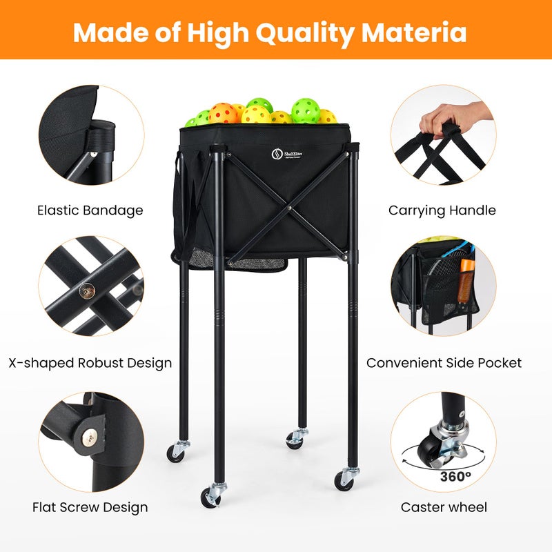 ShelfElites Portable Tennis Ball Hopper & Pickleball Basket - Multi-Sport Ball Collector for Training & Practice (Holds 170 Balls) - Image 2
