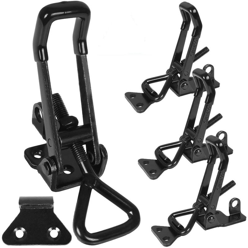 4PCS Toggle Latch Clamp 660 lbs Adjustable Toggle Latch Black Toggle Clamp GH4003 Lockable Quick Release Pull Latch Hasp Metal Draw Latch for Door Box Case Trunk Smoker Door Jig