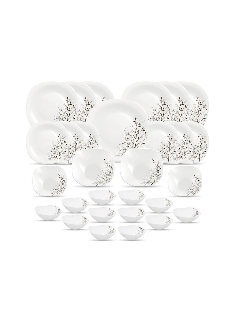 La Opala - La Opala Diva, Quadra Collection, Opal Glass Dinner Set 29 pcs, Autumnal, White, Standard - Image 1