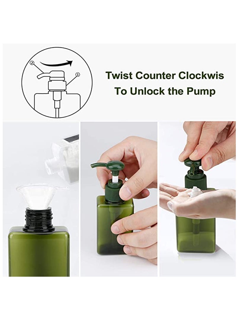 KASTWAVE - 4 PCS Hand Gel Dispenser Refillable Sanitizer Bottles Empty Shampoo Versatile Pump Bottle Drip-free Lotion Container Soap ( Green) - Image 1