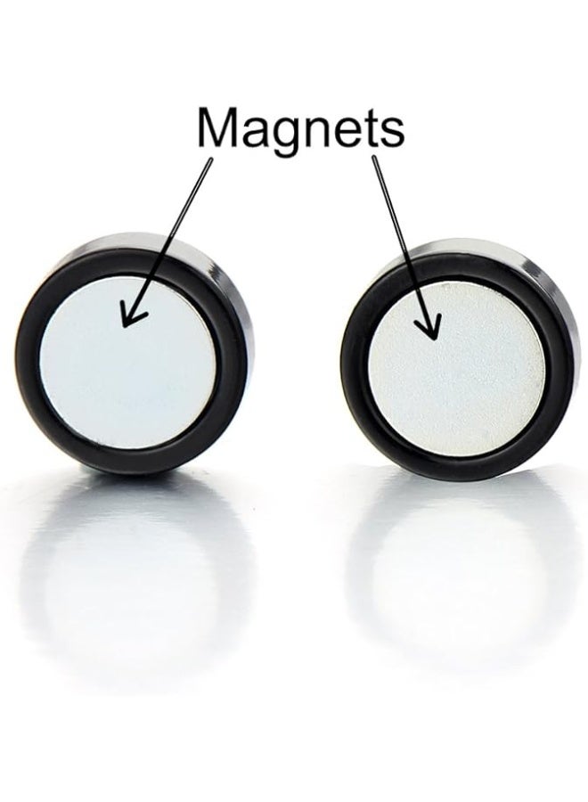 2pcs Magnetic gold  Circle Stud Earrings for Men Women, Non-Piercing Clip On Cheater Fake Ear Gauges - Image 3