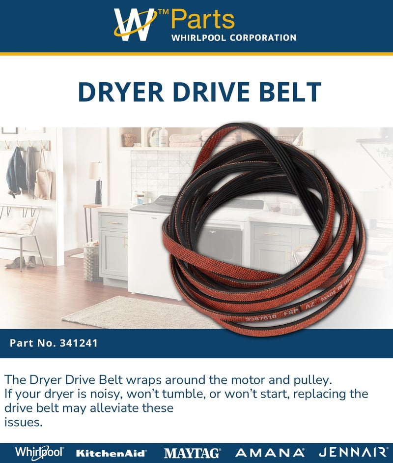 ويرلبول 341241 حزام طبل المجفف باللون الأبيض - Image 2