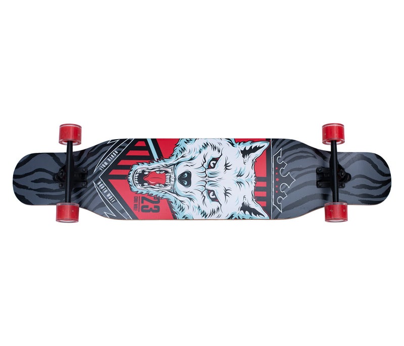 IRIS Drop Through Long-Board - Maple Skateboard with Wolf Graphic Design - Complete Skateboard Cruiser for Cruising, Carving, Free-Style and Downhill, 42 Inch x 9.5 Inch (L*W) - Image 4