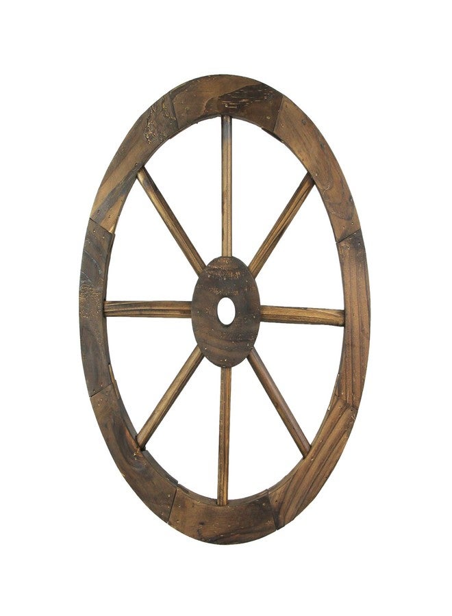 De Leon Collections DeLeon Collections 16 Inch Diameter Wooden Wagon Wheel Decorative Wall Hanging, Brown, One Size - Image 1