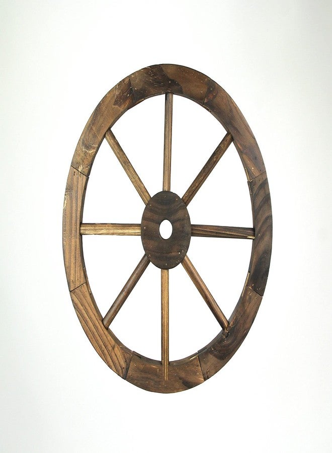 De Leon Collections DeLeon Collections 16 Inch Diameter Wooden Wagon Wheel Decorative Wall Hanging, Brown, One Size - Image 3