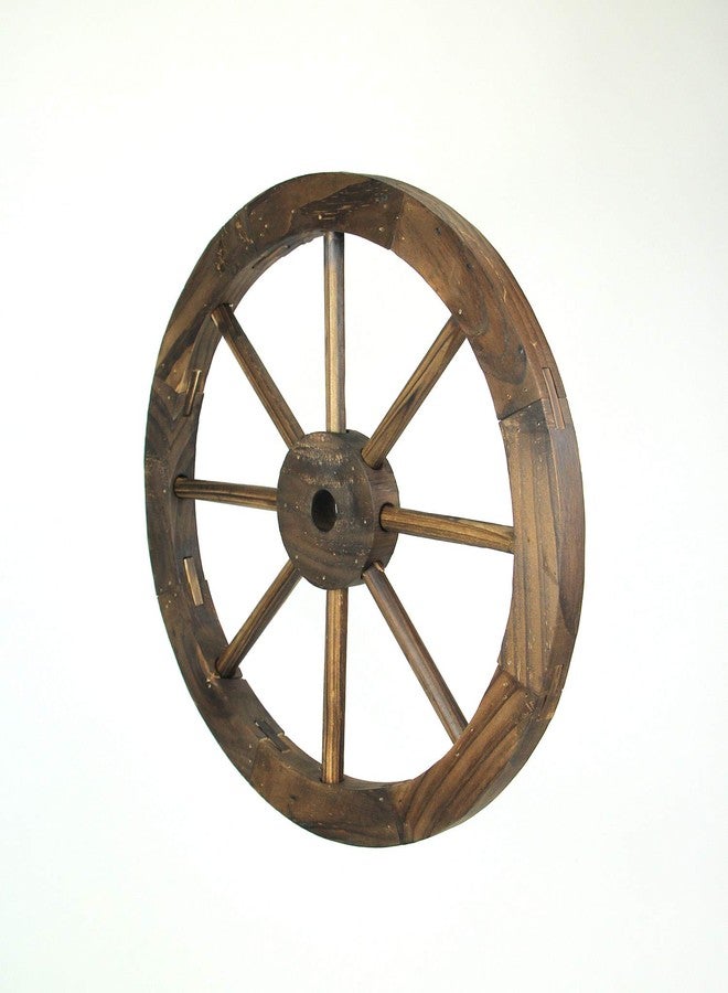 De Leon Collections DeLeon Collections 16 Inch Diameter Wooden Wagon Wheel Decorative Wall Hanging, Brown, One Size - Image 2
