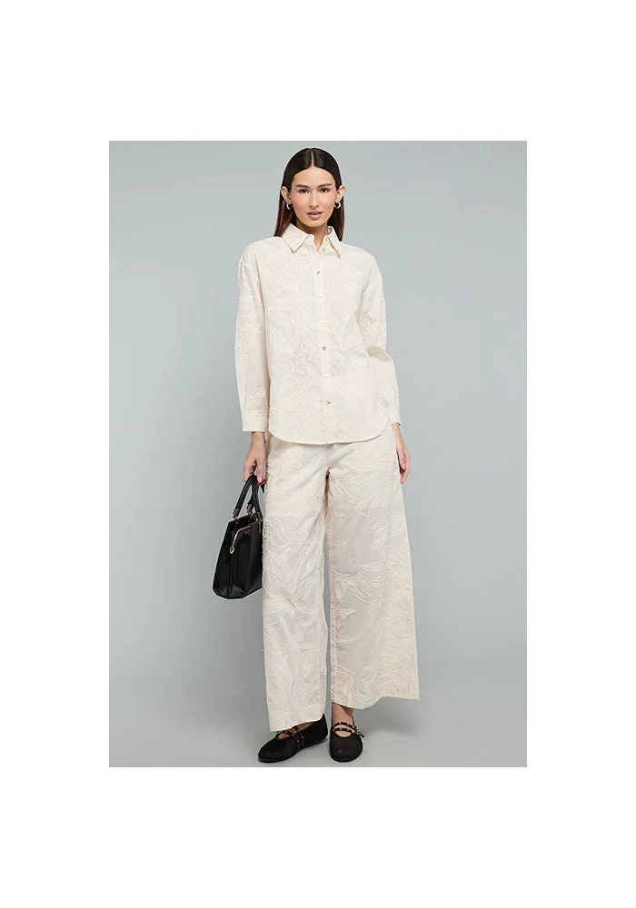 R&b Embroidered Shirt with Classic Collar and Long Sleeves
