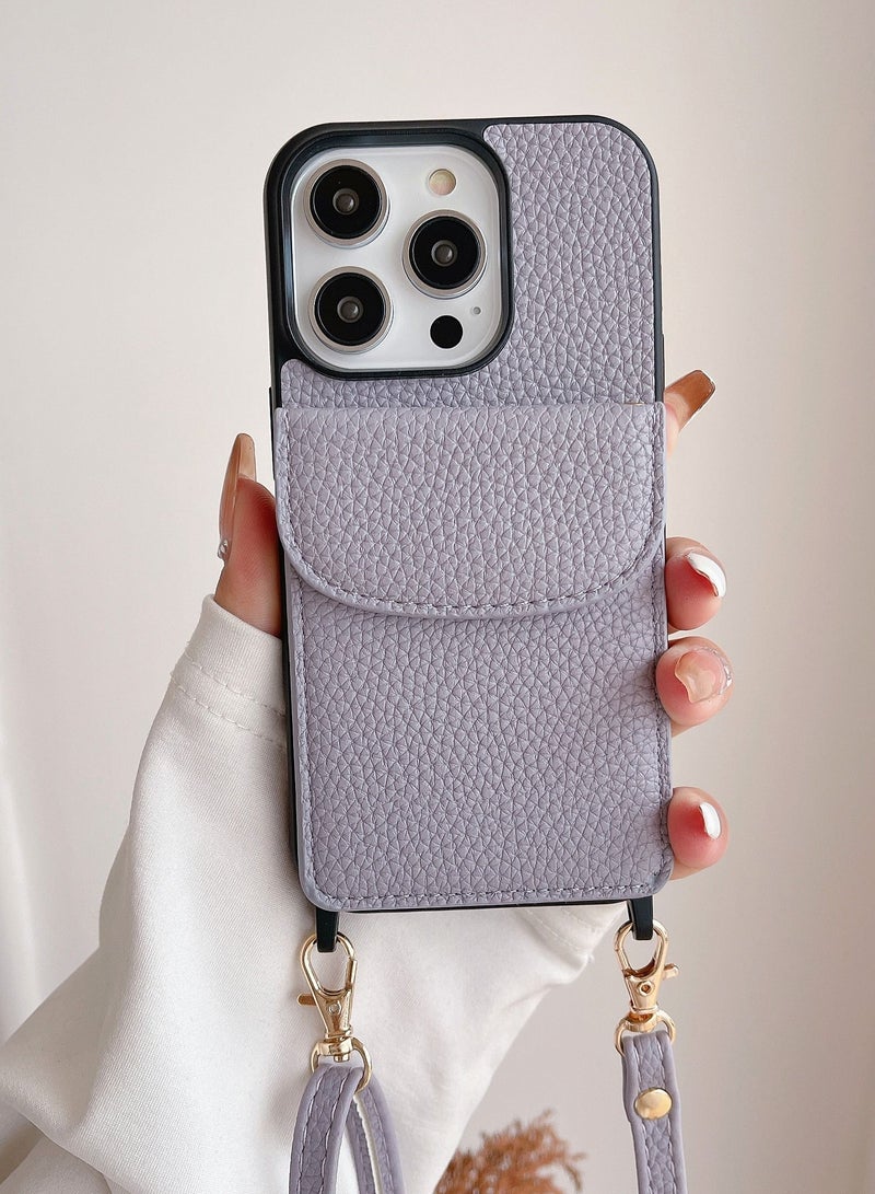 Suteni Crossbody Strap Back Cover Card Slots Leather Phone Case for iPhone - Image 1
