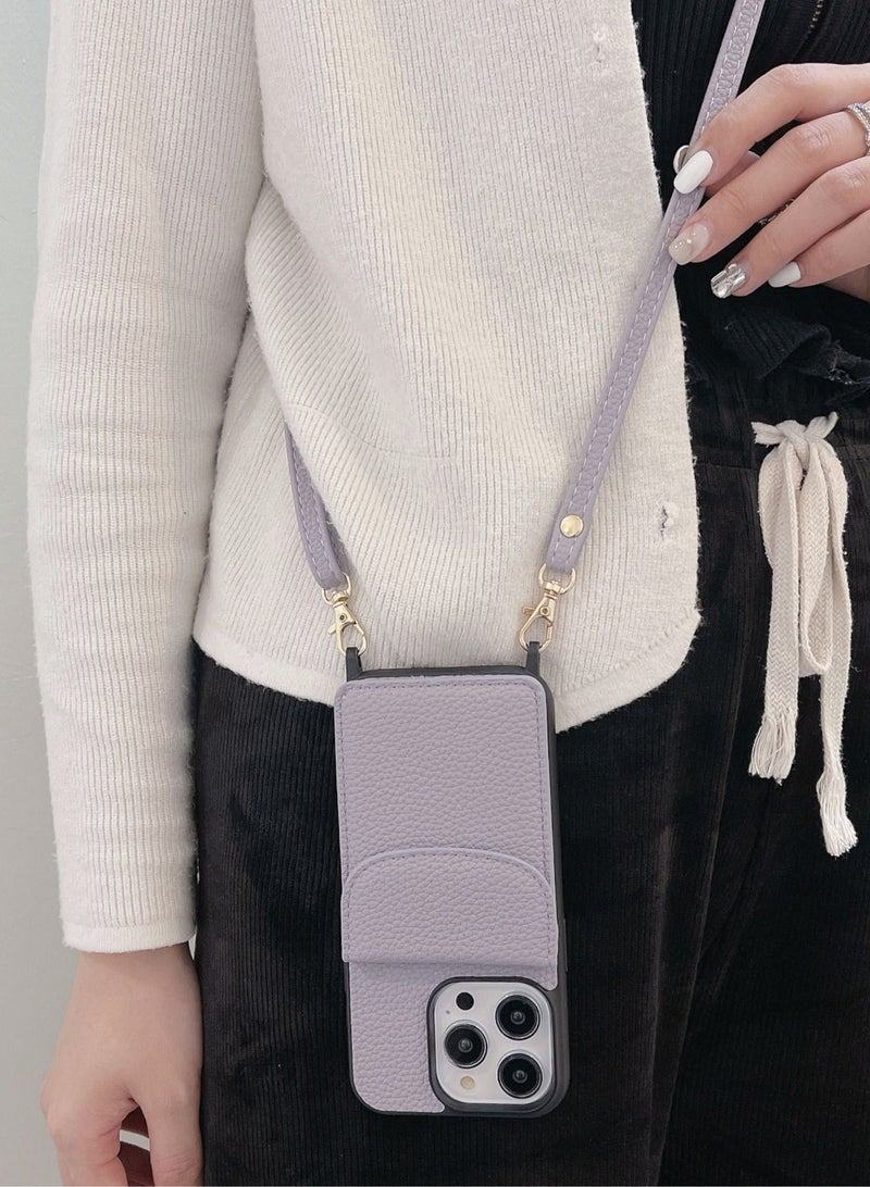 Suteni Crossbody Strap Back Cover Card Slots Leather Phone Case for iPhone - Image 2