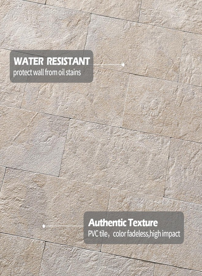 Reovatile 10-Pack Peel and Stick Tile Backsplash 12"X12" PVC Wall Tiles, Stick on Backsplash for Kitchen, Bathroom Tile, Fireplace Décor, Laundry Table, Stair Decals in Beige Stone Rock - Image 3