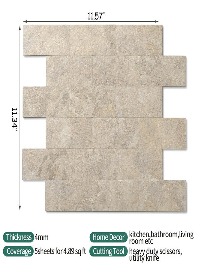 Reovatile 10-Pack Peel and Stick Tile Backsplash 12"X12" PVC Wall Tiles, Stick on Backsplash for Kitchen, Bathroom Tile, Fireplace Décor, Laundry Table, Stair Decals in Beige Stone Rock - Image 5