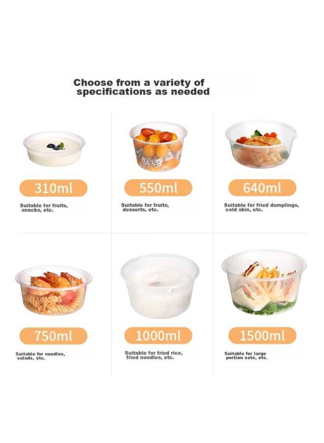 Maryya Meili Ya Disposable Bowls 750ml*20 Sets, Lunch Boxes, Takeout Containers, Plastic Thickened With Lids, Microwave Safe - Image 2