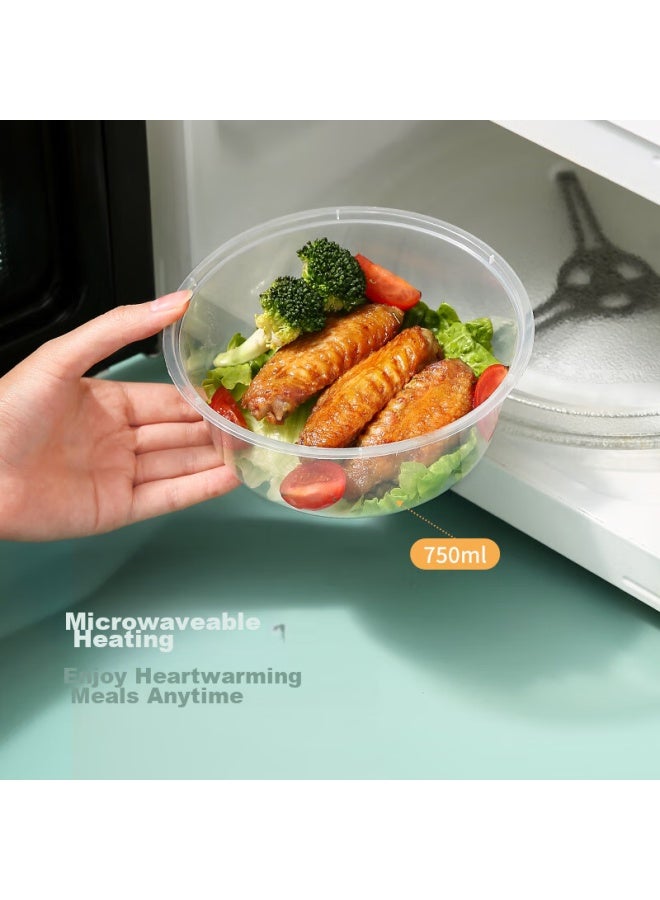 Maryya Meili Ya Disposable Bowls 750ml*20 Sets, Lunch Boxes, Takeout Containers, Plastic Thickened With Lids, Microwave Safe - Image 5