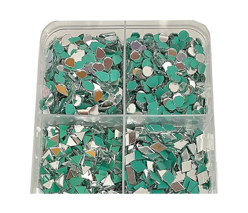 BestUBuy BestUBuy 6 Shape Mirror kit for Jewellery MakingOther Craft Work Total600 Pieces 100 Piece of Each Shape Free Fabric Glue Combo  - Image 2