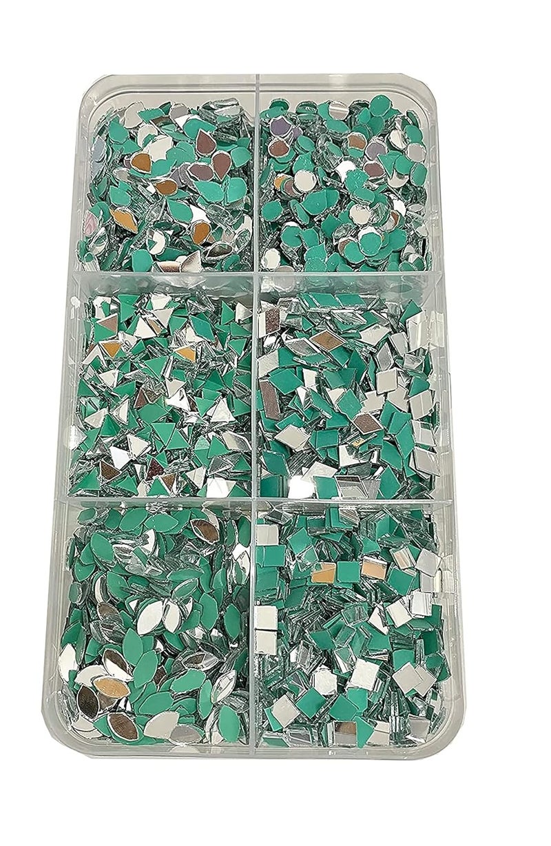 BestUBuy BestUBuy 6 Shape Mirror kit for Jewellery MakingOther Craft Work Total600 Pieces 100 Piece of Each Shape Free Fabric Glue Combo  - Image 1