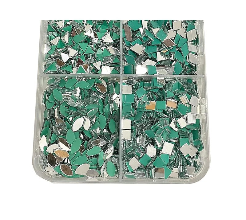 BestUBuy BestUBuy 6 Shape Mirror kit for Jewellery MakingOther Craft Work Total600 Pieces 100 Piece of Each Shape Free Fabric Glue Combo  - Image 3