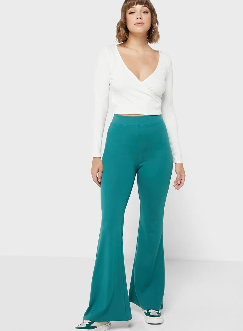 MONKI Ribbed Surplice Neck Crop Top