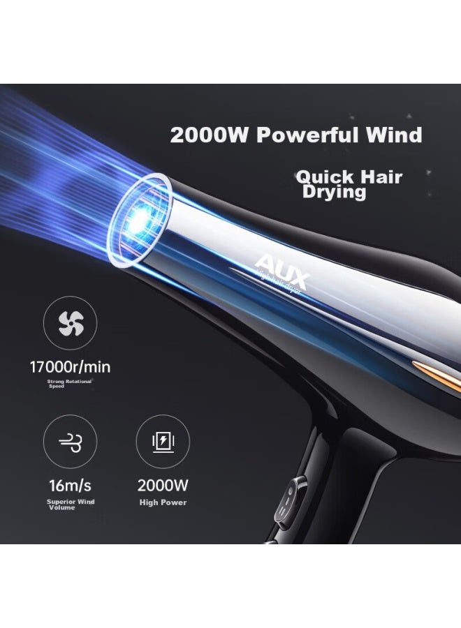 Aux Hair Dryer, High-power 2200w, Blue Light Negative Ion, Constant Temperature, Quick-drying, Strong Airflow, Professional-grade For Hair Salons - Image 2