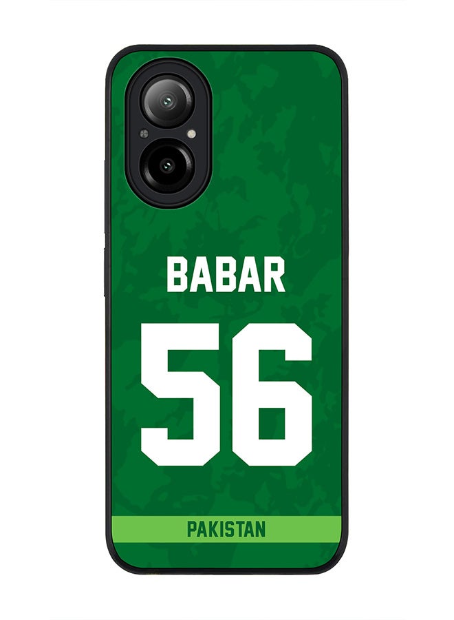 Stylizedd Rugged Black Edge Case for Realme C67 4G, Slim fit Case Flexible Anti Drop TPU Gel Thin Cover -  Team Pakistan Babar Azam, Jersey No 56 - Image 1