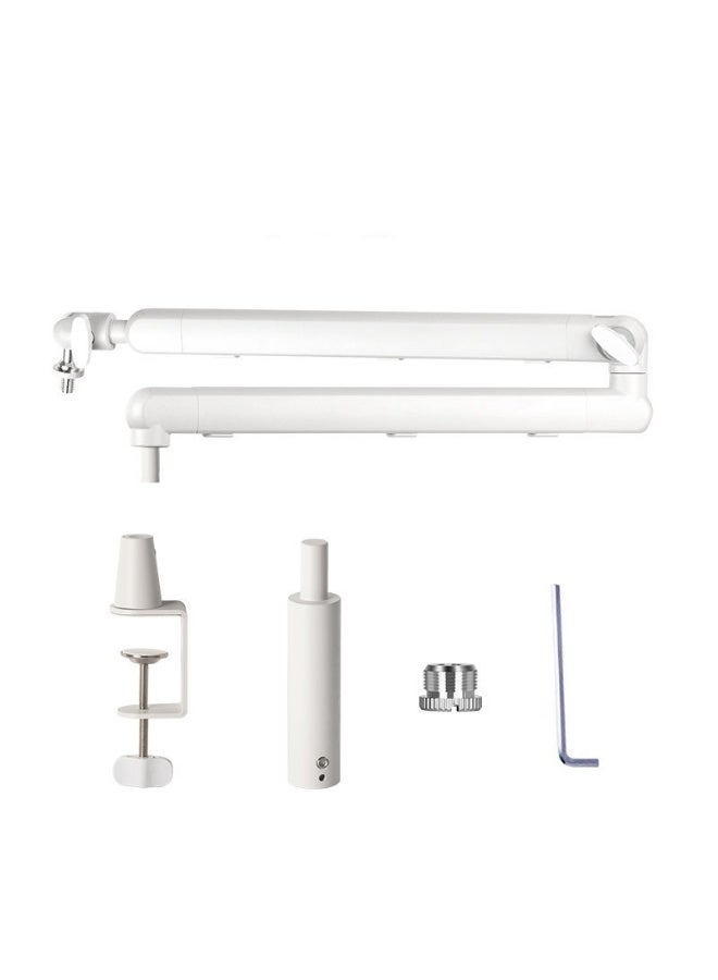 Low Profile Microphone Boom Arm Stand, Heavy Duty Metal with Hidden Cable Management, White - Image 1