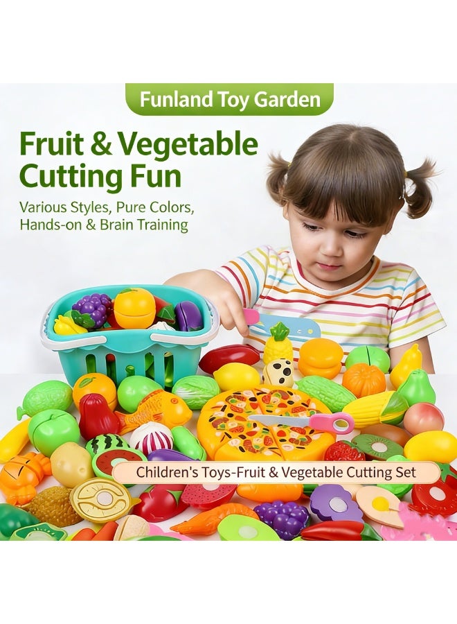21-Piece Creative Kitchen Role-Play Toy Set with 1 Thick Knife, Random Fruit and Vegetable Accessories + Pizza + Storage Basket, Made from Non-Toxic Materials, Suitable for Children - Image 1