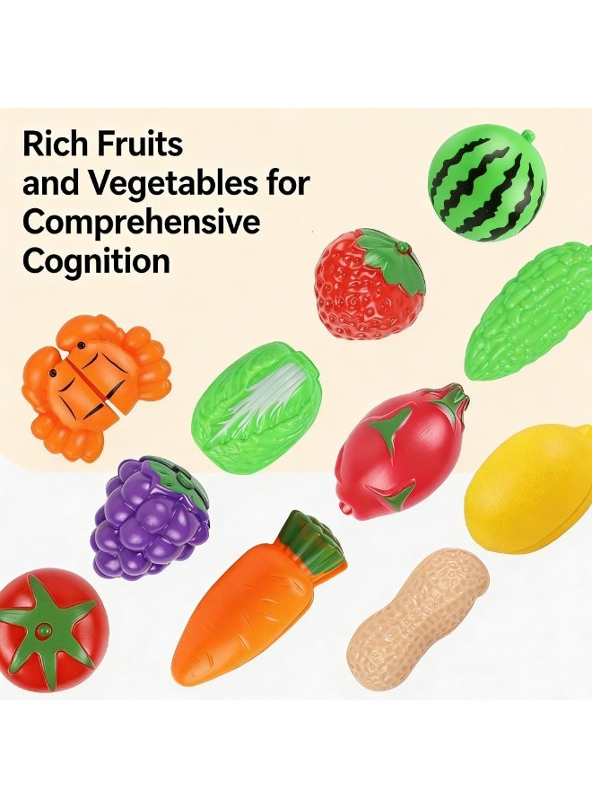 21-Piece Creative Kitchen Role-Play Toy Set with 1 Thick Knife, Random Fruit and Vegetable Accessories + Pizza + Storage Basket, Made from Non-Toxic Materials, Suitable for Children - Image 4