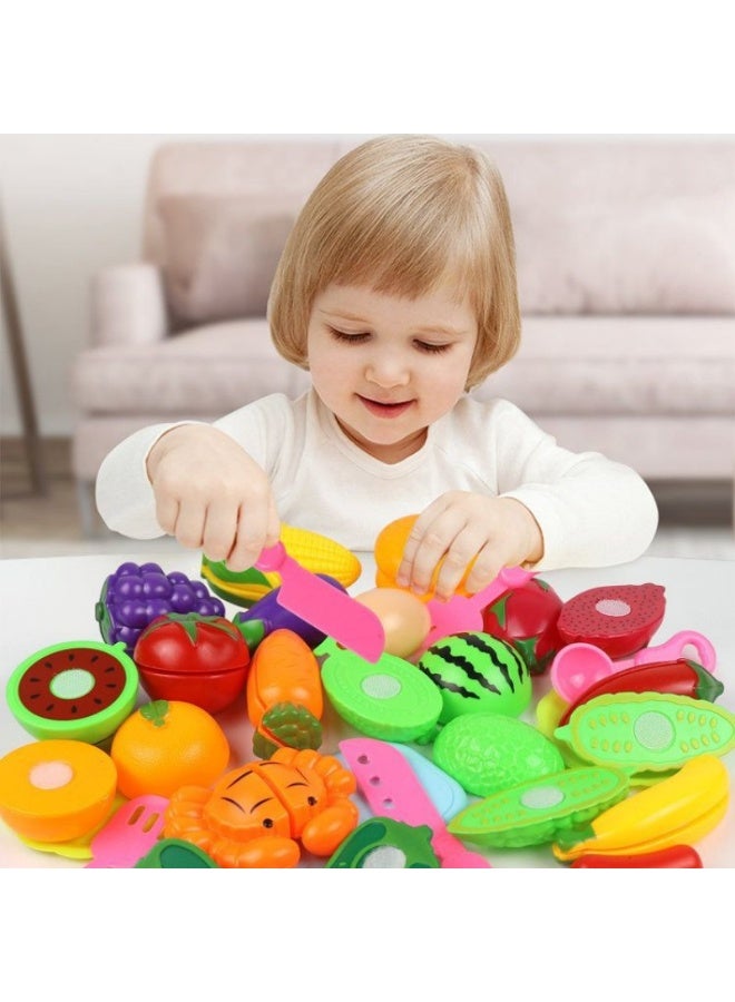 21-Piece Creative Kitchen Role-Play Toy Set with 1 Thick Knife, Random Fruit and Vegetable Accessories + Pizza + Storage Basket, Made from Non-Toxic Materials, Suitable for Children - Image 5