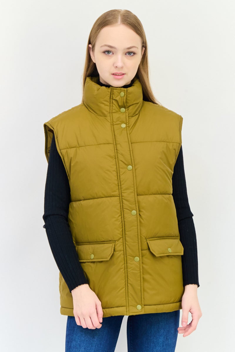 Aerie Offline by Aerie Woman Quilted Vest Jacket, Khaki - Image 1
