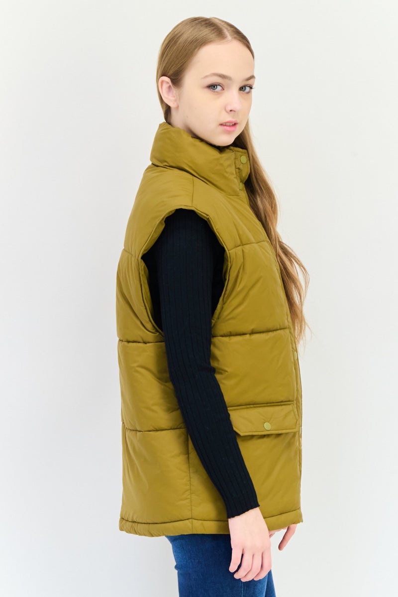 Aerie Offline by Aerie Woman Quilted Vest Jacket, Khaki - Image 4