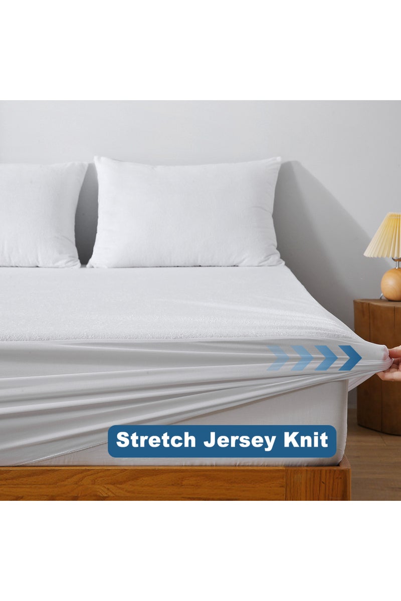 إيروريكس ملاءة سرير مطاطية مقاومة للماء مصنوعة من قماش تيري ناعم، مقاس 160×200×30 سم، قطعة واحدة، لحماية المرتبة من الهواء. - Image 4