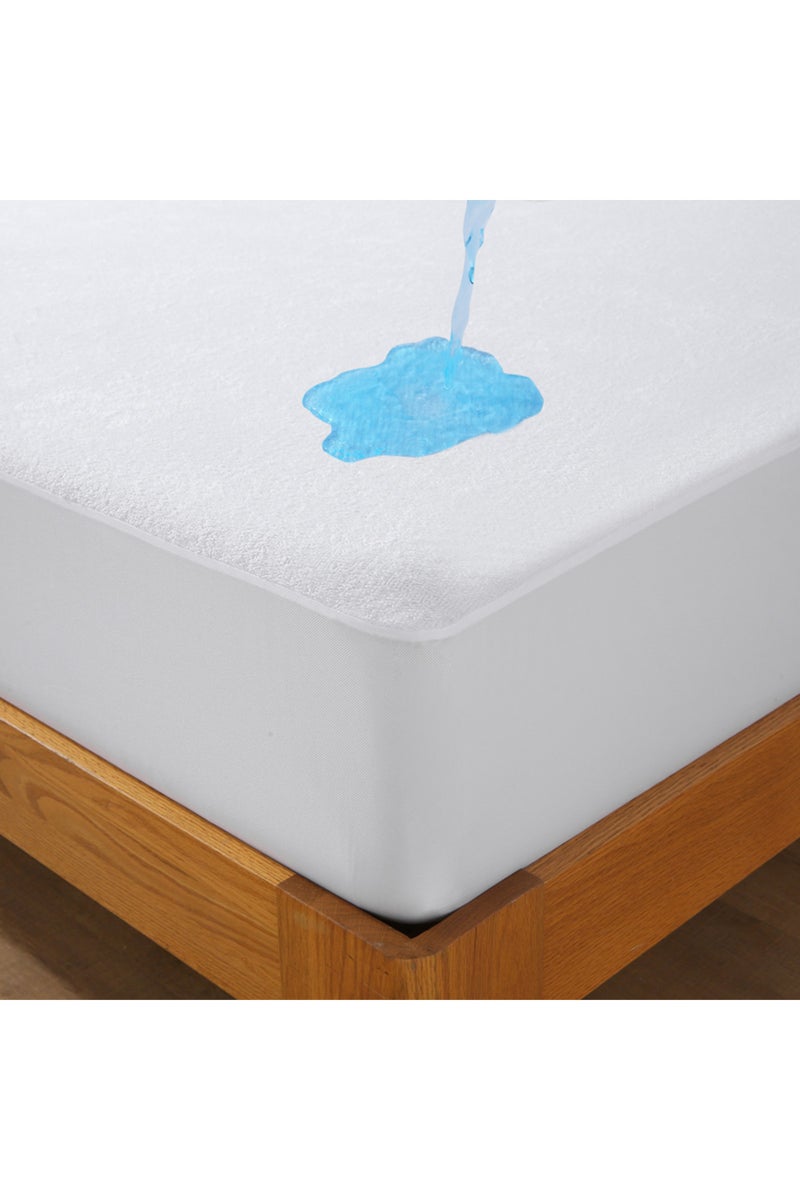 إيروريكس ملاءة سرير مطاطية مقاومة للماء مصنوعة من قماش تيري ناعم، مقاس 160×200×30 سم، قطعة واحدة، لحماية المرتبة من الهواء. - Image 1