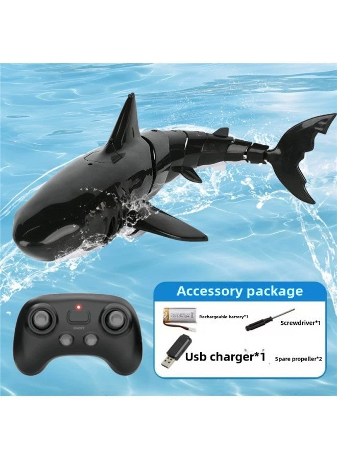 جهاز التحكم عن بعد في الماء ميكانيكي بيثون قابل لإعادة الشحن، قارب كهربائي للتحكم عن بعد، نموذج سمك القرش الحقيقي، نموذج بيثون للأطفال - اللون: جهاز تحكم عن بعد، سمك القرش الأسود يحاكي السباحة - المواصفات: يمكن استخدام بطاريتين في المجموع لمدة 60 دقيقة تقريبًا - Image 1
