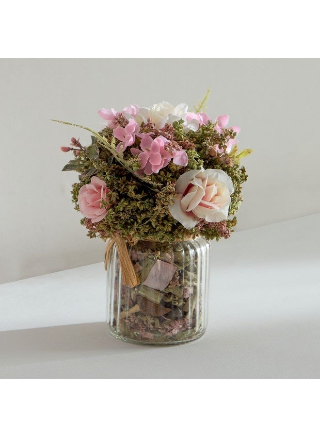Home Box Caven Mix Rose Arrangement in Glass Vase with Potpourri 13 x 18 x 13 cm  - Image 1