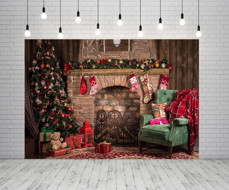 BPA خلفية تصوير مدفأة عيد الميلاد BPA 7X5 قدم - Image 1
