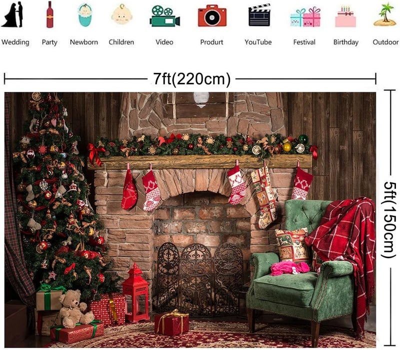BPA خلفية تصوير مدفأة عيد الميلاد BPA 7X5 قدم - Image 2
