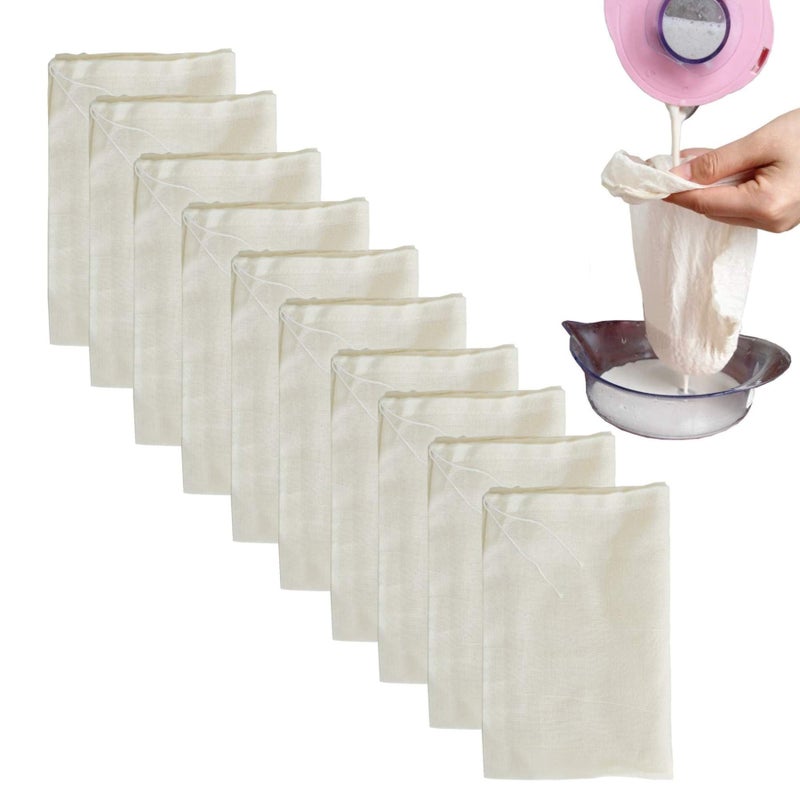 Cheesecloth Bags for StrainingReusable Cold Brew Coffee Cheese Cloths StrainerLarge Nut Milk Tea Juice Bag100 Natural Cotton Fine Mesh Filter Bags XSmall10 PACK