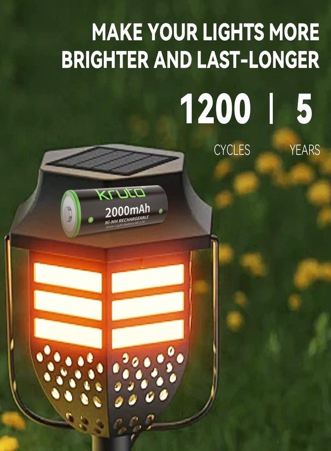 Kruta NiMH Rechargeable AA Batteries, 2000mAh 1.2V NiMH High Capacity Double AA Solar Rechargeable AA Batteries for Outdoor Solar Lights - Recharge up to 1200 Times, Pre-Charged (AA 2000mAh - Pack 8) - Image 3