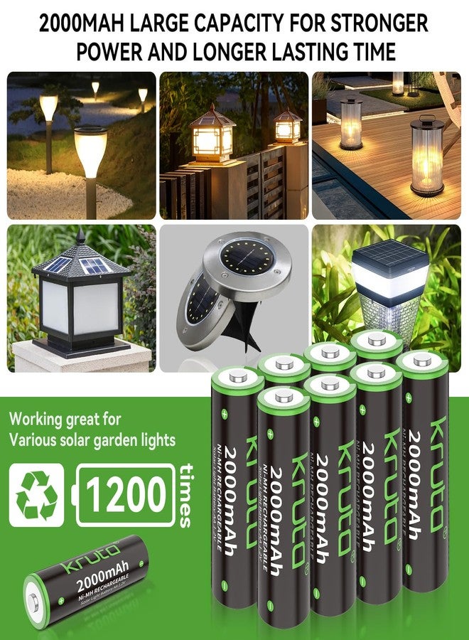 Kruta NiMH Rechargeable AA Batteries, 2000mAh 1.2V NiMH High Capacity Double AA Solar Rechargeable AA Batteries for Outdoor Solar Lights - Recharge up to 1200 Times, Pre-Charged (AA 2000mAh - Pack 8) - Image 2