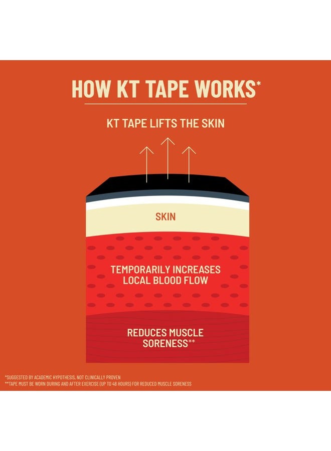 KT TAPE شريط كينيسيوولوجي رياضي مرن من القطن الأصلي، 20 قطعة، شرائط مقطوعة مسبقًا بطول 10 إنش، بيج - Image 4