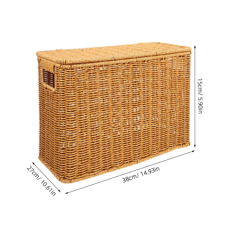 OSALADI Narrow Tall Storage Box with Lid 15 Inch Gap Organizer Basket for Home Office Toy and Magazine Storage - Image 3