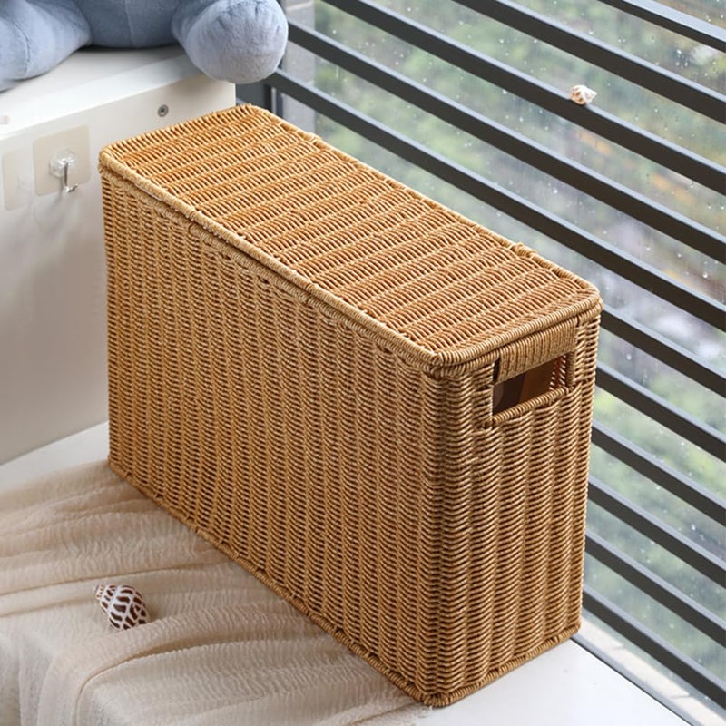 OSALADI Narrow Tall Storage Box with Lid 15 Inch Gap Organizer Basket for Home Office Toy and Magazine Storage - Image 5