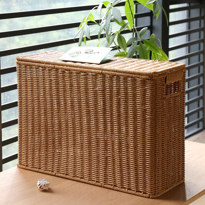 OSALADI Narrow Tall Storage Box with Lid 15 Inch Gap Organizer Basket for Home Office Toy and Magazine Storage - Image 2